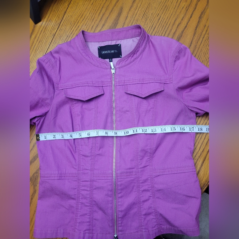 Lafayette 148 NY Orchid Pink Moto Utility Jacket Size Medium - Picture 8 of 9